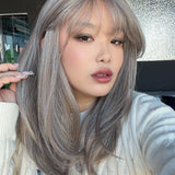 JBEXTENSION 20 Inches Scalpiana Camel Highlight Wolf Cut 3.5X4 Hard Silky Top Natural Scalp Effect Wig With Bangs LILA CAMEL HIGHLIGHT