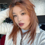 JBEXTENSION 16 Inches Copper with Dark Root Pre-Cut T Part Snowflake Lace Frontlace Glueless Wig LETIZIA【BENDY EAR TABS】