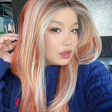 JBEXTENSION Peluca de encaje frontal para mujer de longitud media marrón de 22 pulgadas ROBY 150% de densidad