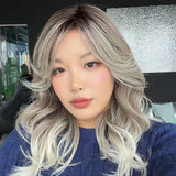 JBEXTENSION 18 Inches Curly Smog Ash Grey Pre-Cut Side Part Snowflake Lace Frontlace Glueless Wig PAMELA SNOWFLAKE【BENDY EAR TABS】