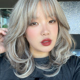 JBEXTENSION 18 Inches Scalpiana Curly Camel Highlight 3.5X4 Hard Silky Top Natural Scalp Effect Wig with Bangs EMILY CAMEL HIGHLIGHT