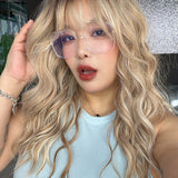 JBEXTENSION 22 Inches Scalpiana Long Wave Light Mix Blonde 3.5X4 Hard Silky Top Natural Scalp Effect Wig with Bangs OSSIE LIGHT MIX BLONDE