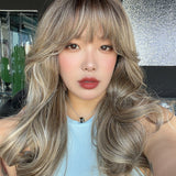 JBEXTENSION 26 Inches Scalpiana Long Curly Milan Blonde 3.5X4 Hard Silky Top Natural Scalp Effect Wig with Bangs KENDRA MILAN BLONDE