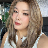 JBEXTENSION STACY MONO Monofilament Handmade Wig 6X5 Full Monofilament Hand Tied Top Wig 18 Inches Hazelnut Mono Lace Wig with Anti-slip Silicone Strips Glueless Wig STACY MONO - HAZELNUT【BENDY EAR TABS】
