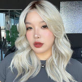 JBEXTENSION KAY MONO Full Monofilament Handmade Full Lace Full Hand Tied Wig 19 Inches Platinum Blonde Mono Lace Handmade Futura Fiber Wig with Anti-slip Silicone Strips Glueless Wig KAY MONO - PLATINUM BLONDE【BENDY EAR TABS】