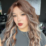 JBEXTENSION 22 Inches Scalpiana Long Wave Light Calico 3.5X4 Hard Silky Top Natural Scalp Effect Wig with Bangs OSSIE LIGHT CALICO