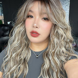 JBEXTENSION 22 Inches Scalpiana Long Wave Milan Blonde 3.5X4 Hard Silky Top Natural Scalp Effect Wig with Bangs OSSIE MILAN BLONDE