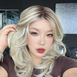 JBEXTENSION LOPEZ MONO Full Monofilament Handmade Full Lace Full Hand Tied Wig 18 Inches Mix Blonde Mono Lace Handmade Futura Fiber Wig with Anti-slip Silicone Strips Glueless Wig LOPEZ MONO - MIX BLONDE【BENDY EAR TABS】