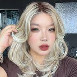 JBEXTENSION LOPEZ MONO Full Monofilament Handmade Full Lace Full Hand Tied Wig 18 Inches Mix Blonde Mono Lace Handmade Futura Fiber Wig with Anti-slip Silicone Strips Glueless Wig LOPEZ MONO - MIX BLONDE【BENDY EAR TABS】
