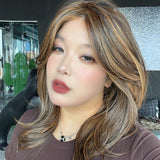 JBEXTENSION LOPEZ MONO Full Monofilament Handmade Full Lace Full Hand Tied Wig 18 Inches Caramel Mono Lace Handmade Futura Fiber Wig with Anti-slip Silicone Strips Glueless Wig LOPEZ MONO - CARAMEL【BENDY EAR TABS】