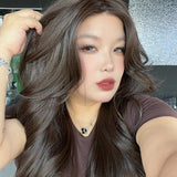 JBEXTENSION DIVA MONO Full Monofilament Handmade Full Lace Full Hand Tied Wig 24 Inches Long Curly Dark Brown Mono Lace Handmade Futura Fiber Wig with Anti-slip Silicone Strips Glueless Wig DIVA MONO - DARK BROWN【BENDY EAR TABS】