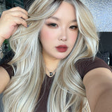 [PRE-ORDER] JBEXTENSION DIVA MONO Full Monofilament Handmade Full Lace Full Hand Tied Wig 24 Inches Long Curly Mix Blonde Mono Lace Handmade Futura Fiber Wig with Anti-slip Silicone Strips Glueless Wig DIVA MONO - MIX BLONDE【BENDY EAR TABS】