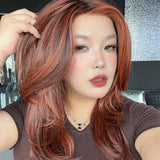 JBEXTENSION JEE MONO Monofilament Handmade Wig 6X5 Full Monofilament Hand Tied Top Wig 19 Inches Reddish Copper Mono Lace Wig with Anti-slip Silicone Strips Glueless Wig JEE MONO【BENDY EAR TABS】