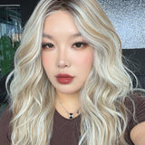 [PRE-ORDER] JBEXTENSION FEDE MONO Full Monofilament Handmade Full Lace Full Hand Tied Wig 19 Inches Wave Mix Blonde Mono Lace Handmade Futura Fiber Wig with Anti-slip Silicone Strips Glueless Wig FEDE MONO - MIX BLONDE【BENDY EAR TABS】