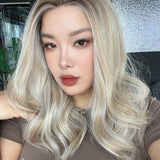 JBEXTENSION KC MONO Monofilament Handmade Wig 6X5 Full Monofilament Hand Tied Top Wig 18 Inches Curly Mix Blonde Mono Lace Wig with Anti-slip Silicone Strips Glueless Wig KC MONO【BENDY EAR TABS】