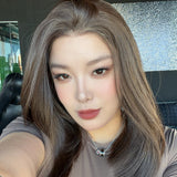 JBEXTENSION 14 Inches Brown Pre-Cut 13X6 Free Part Snowflake Lace Frontlace Bob Cut Glueless Wig GIOIA PRO - BROWN【BENDY EAR TABS】