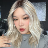 JBEXTENSION KIM MONO Full Monofilament Handmade Full Lace Full Hand Tied Wig 17 Inches Mix Blonde Mono Lace Handmade Futura Fiber Wig with Anti-slip Silicone Strips Glueless Wig KIM MONO - MIX BLONDE【BENDY EAR TABS】