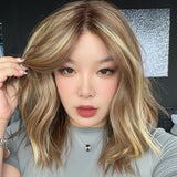JBEXTENSION KIM MONO Full Monofilament Handmade Full Lace Full Hand Tied Wig 17 Inches Caramel Blonde Highlight Mono Lace Handmade Futura Fiber Wig with Anti-slip Silicone Strips Glueless Wig KIM MONO - CARAMEL BLONDE HIGHLIGHT【BENDY EAR TABS】