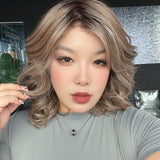 JBEXTENSION RITA MONO Monofilament Handmade Wig 6X5 Full Monofilament Hand Tied Top Wig 14 Inches Curly Maple Brown Mono Lace Wig with Anti-slip Silicone Strips Glueless Wig RITA MONO - MAPLE BROWN【BENDY EAR TABS】