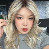 JBEXTENSION ROXY MONO Full Monofilament Handmade Full Lace Full Hand Tied Wig 19 Inches Mix Blonde Mono Lace Handmade Futura Fiber Wig with Anti-slip Silicone Strips Glueless Wig ROXY MONO - MIX BLONDE【BENDY EAR TABS】