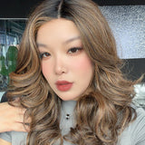 JBEXTENSION MACY MONO Monofilament Handmade Wig 6X5 Full Monofilament Hand Tied Top Wig 18 Inches Curly Ombre Brown Mono Lace Wig with Anti-slip Silicone Strips Glueless Wig MACY MONO【BENDY EAR TABS】