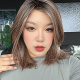 JBEXTENSION MAY MONO Monofilament Handmade Wig 6X5 Full Monofilament Hand Tied Top Wig 14 Inches Pine Cones Mono Lace Wig with Anti-slip Silicone Strips Glueless Wig MAY MONO - PINE CONES【BENDY EAR TABS】