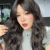 JBEXTENSION 25 Inches Wave Midnight Brown(Black/Brown) Wig with Bangs ZARA MIDNIGHT BROWN