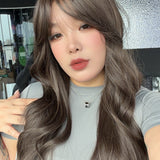 JBEXTENSION 24 Inches Curly Cold Brown Wig with Bangs ROSITA COLD BROWN