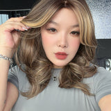 JBEXTENSION 18 Inches Scalpiana Curly Hazelnut 3.5X4 Hard Silky Top Natural Scalp Effect Wig with Bangs KATIE HAZELNUT