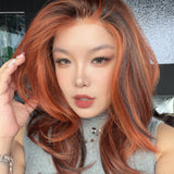 JBEXTENSION 20 Inches Chocolate Orange Pre-Cut 13X6 Free Part Snowflake Lace Frontlace Glueless Wig KAILEY PRO - CHOCOLATE ORANGE【BENDY EAR TABS】