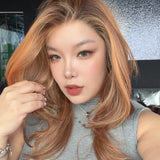 JBEXTENSION 20 Inches Peach Copper Pre-Cut 13X6 Free Part Snowflake Lace Frontlace Glueless Wig KAILEY PRO - PEACH COPPER【BENDY EAR TABS】
