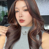 JBEXTENSION 23 Inches Water Chestnut Brown Pre-Cut 13X6 Free Part Snowflake Lace Frontlace Glueless Wig KARA PRO - WATER CHESTNUT BROWN【BENDY EAR TABS】