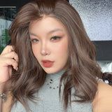 JBEXTENSION 18 Inches Brown Curly Pre-Cut 13X6 Free Part Snowflake Lace Frontlace Glueless Wig DEBBIE PRO - BROWN【BENDY EAR TABS】