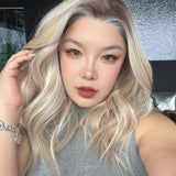 JBEXTENSION 18 Inches Mix Blonde Curly Pre-Cut 13X6 Free Part Snowflake Lace Frontlace Glueless Wig DEBBIE PRO - MIX BLONDE【BENDY EAR TABS】