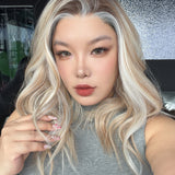 JBEXTENSION 18 Inches Mix Blonde Curly Pre-Cut 13X6 Free Part Snowflake Lace Frontlace Glueless Wig DEBBIE PRO - MIX BLONDE【BENDY EAR TABS】