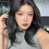 JBEXTENSION 20 Inches Jet Black Pre-Cut 13X6 Free Part Snowflake Lace Frontlace Glueless Wig MABEL PRO - JET BLACK【BENDY EAR TABS】