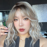 JBEXTENSION 14 Inches Scalpiana Wave Pearl Mist Blonde 3.5X4 Hard Silky Top Natural Scalp Effect Wig with Bangs OSSIE SHORT - PEARL MIST BLONDE