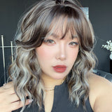 JBEXTENSION 14 Inches Scalpiana Wave Coffee Cream 3.5X4 Hard Silky Top Natural Scalp Effect Wig with Bangs OSSIE SHORT - COFFEE CREAM