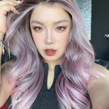 JBEXTENSION 23 Inches Sakura Pink Pre-Cut 13X6 Free Part Snowflake Lace Frontlace Glueless Wig KARA PRO - SAKURA PINK【BENDY EAR TABS】
