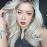 JBEXTENSION 23 Inches Mix Blonde Pre-Cut 13X6 Free Part Snowflake Lace Frontlace Glueless Wig KARA PRO - MIX BLONDE【BENDY EAR TABS】