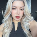 JBEXTENSION 23 Inches Mix Blonde Pre-Cut 13X6 Free Part Snowflake Lace Frontlace Glueless Wig KARA PRO - MIX BLONDE【BENDY EAR TABS】