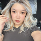 JBEXTENSION 16 Inches Mix Blonde Pre-Cut 13X6 Free Part Snowflake Lace Frontlace Glueless Wig MONICA PRO - MIX BLONDE【BENDY EAR TABS】