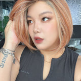 JBEXTENSION 12 Inches Bob Cut Sunset Blush Pre-Cut Arc Snowflake Lace Frontlace Glueless Wig KHLOE ARC - SUNSET BLUSH【BENDY EAR TABS】