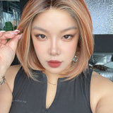 JBEXTENSION 12 Inches Bob Cut Sunset Blush Pre-Cut Arc Snowflake Lace Frontlace Glueless Wig KHLOE ARC - SUNSET BLUSH【BENDY EAR TABS】