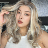 JBEXTENSION 22 Inches Silver Sand Blonde Curly Pre-Cut 13X6 Free Part Snowflake Lace Frontlace Glueless Wig CLAIRE PRO - SILVER SAND BLONDE【BENDY EAR TABS】