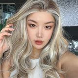 JBEXTENSION 22 Inches Silver Sand Blonde Curly Pre-Cut 13X6 Free Part Snowflake Lace Frontlace Glueless Wig CLAIRE PRO - SILVER SAND BLONDE【BENDY EAR TABS】
