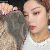 JBEXTENSION 22 Inches Silver Sand Blonde Curly Pre-Cut 13X6 Free Part Snowflake Lace Frontlace Glueless Wig CLAIRE PRO - SILVER SAND BLONDE【BENDY EAR TABS】