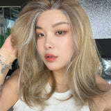 JBEXTENSION STACY MONO Monofilament Handmade Wig 6X5 Full Monofilament Hand Tied Top Wig 18 Inches Dark Mix Blonde Mono Lace Wig with Anti-slip Silicone Strips Glueless Wig STACY MONO - DARK MIX BLONDE【BENDY EAR TABS】