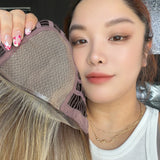 JBEXTENSION GAIA MONO Monofilament Handmade Wig 6X5 Full Monofilament Hand Tied Top Wig 24 Inches Curly Shatush Mix Blonde Mono Lace Wig Glueless Wig GAIA MONO - SHATUSH MIX BLONDE【BENDY EAR TABS】