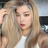 JBEXTENSION 22 Inches Honey Blonde Pre-Cut 13X6 Free Part Snowflake Lace Frontlace Glueless Wig KEL PRO - HONEY BLONDE【BENDY EAR TABS】